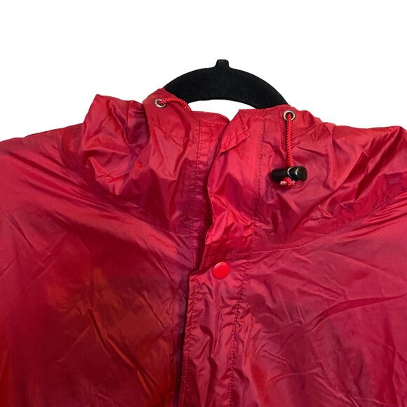 Lands' End Burgundy Red Hooded Zip Up Rain Jacket, Mens Size XL Outdoor Pockets - Picture 4 of 10